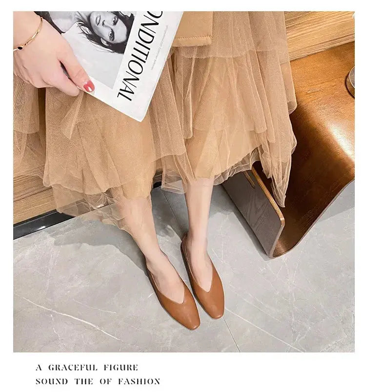 TrenLux Wear Women's Round-Toe Leather Loafer Flats — Versatile Slip-On Casual Shoes TrenLux Wear