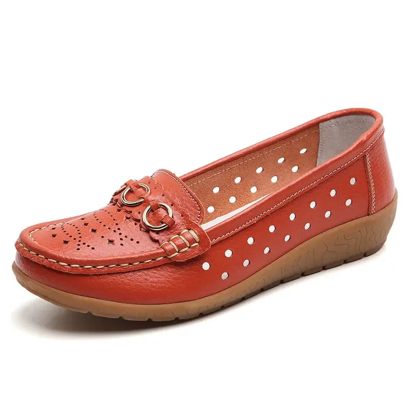 TrenLux Wear Women's Breathable Hollow Wedge Loafer Pumps — Slip-On Leather Flats, Sizes 35–44 TrenLux Wear