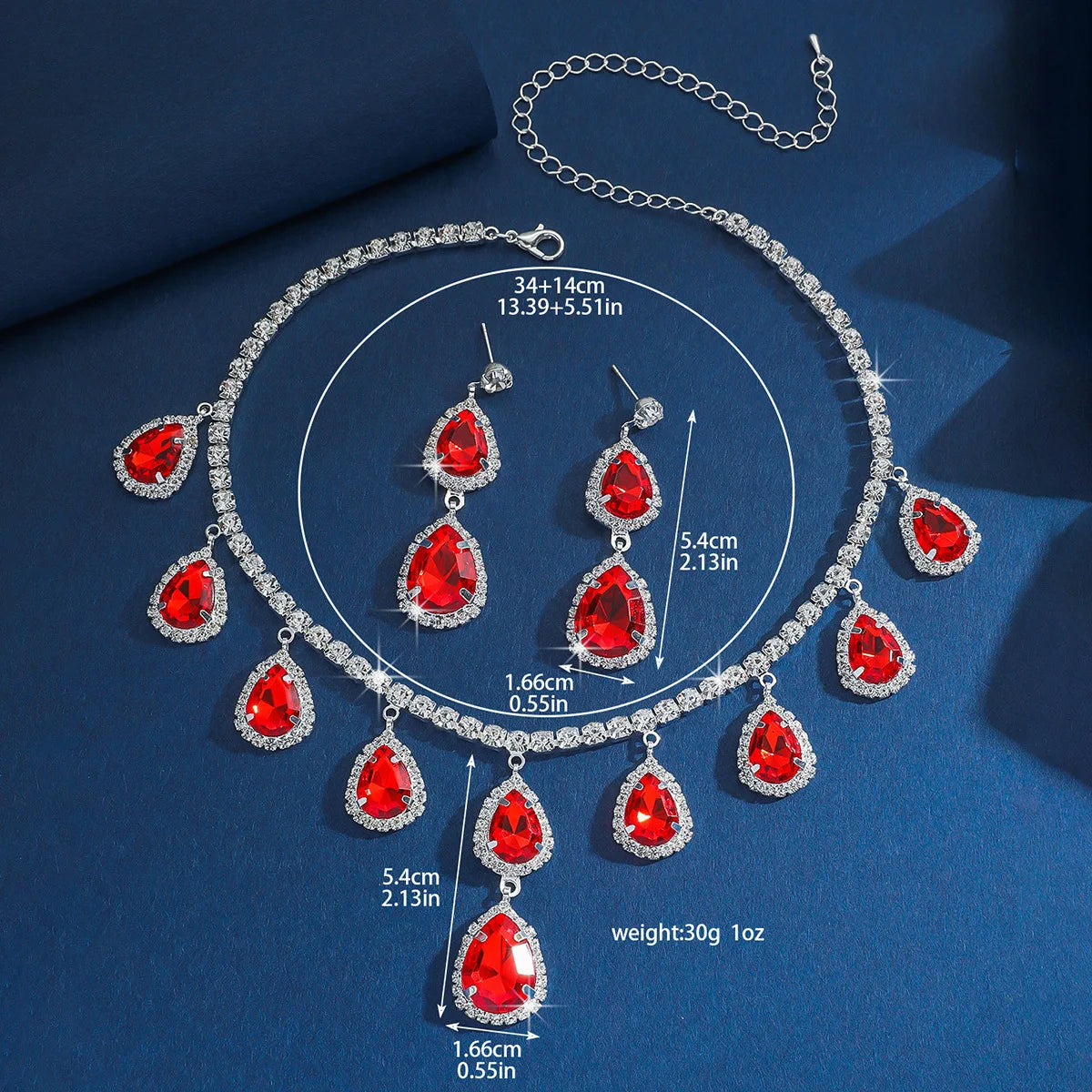 Women's Crystal Pendant Necklace & Dangle Earrings Set. TrenLux Wear