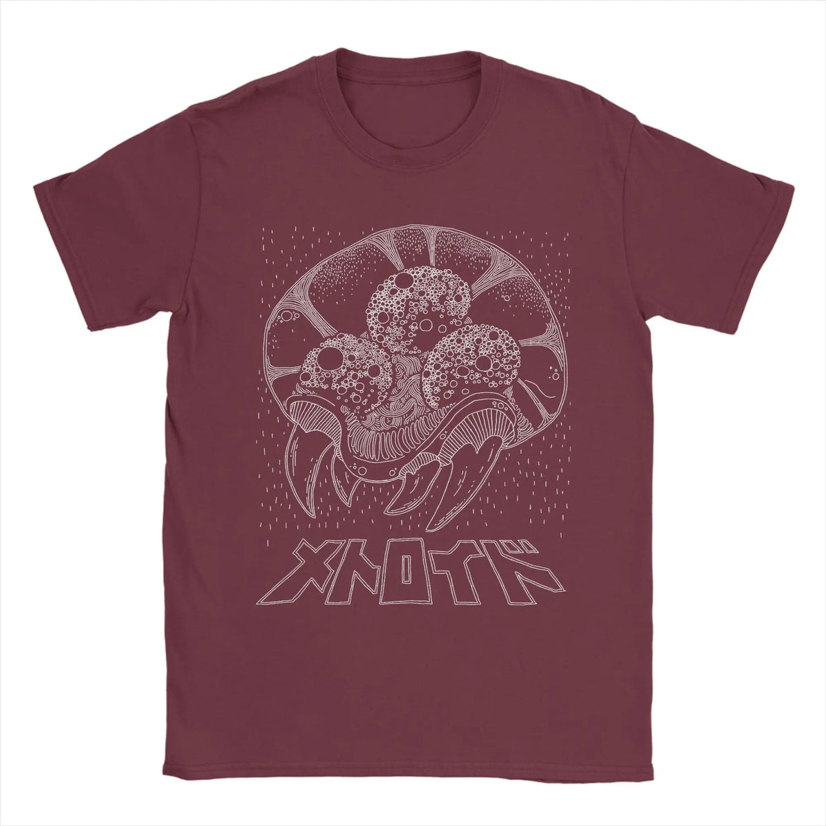 Men's Metroid vintage graphic T-shirt by TrendLux Wear in khaki, burgundy, or army green, made of 100% cotton, available in sizes S–6XL.