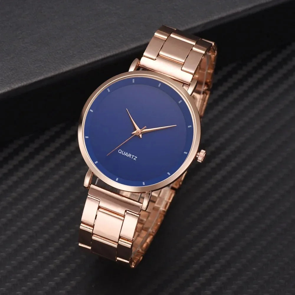 Women’s rose gold stainless steel watch by TrendLux Wear with a sleek, elegant design and a round dial.