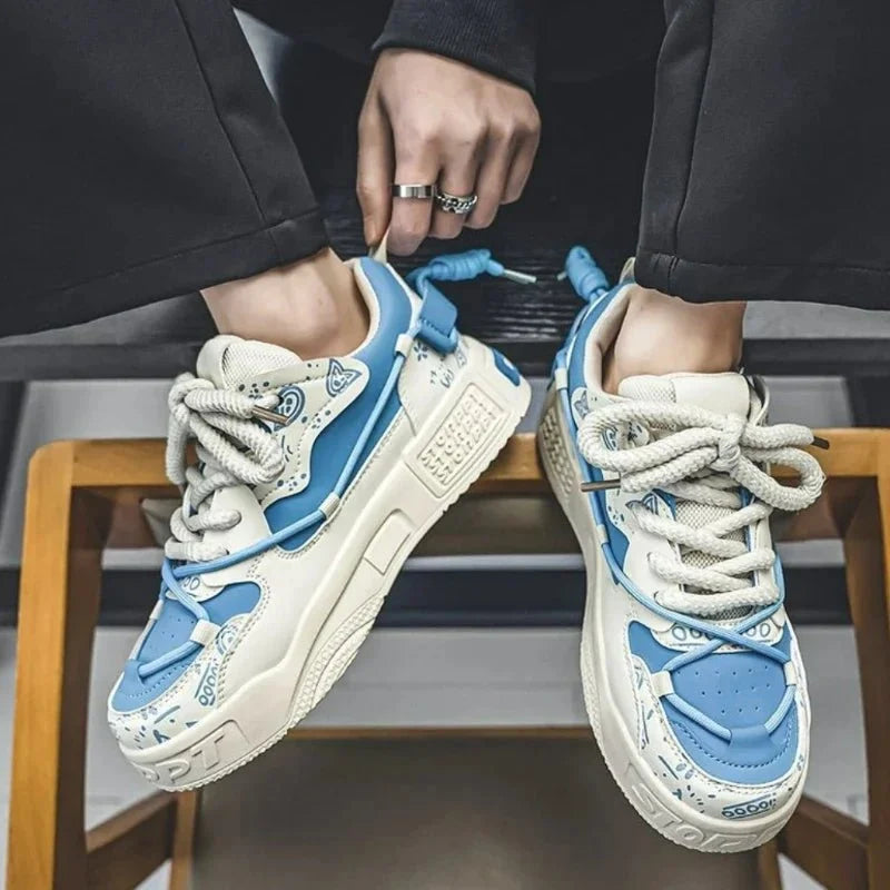 Men's breathable platform sneakers by TrendLux Wear featuring casual vulcanized design and comfortable walking sole.