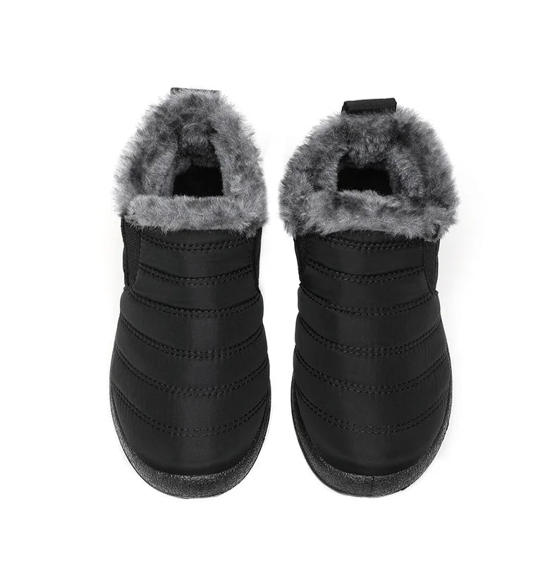 Men's Slip-On Fur Snow Ankle Boots – Warm Winter Plush Footwear