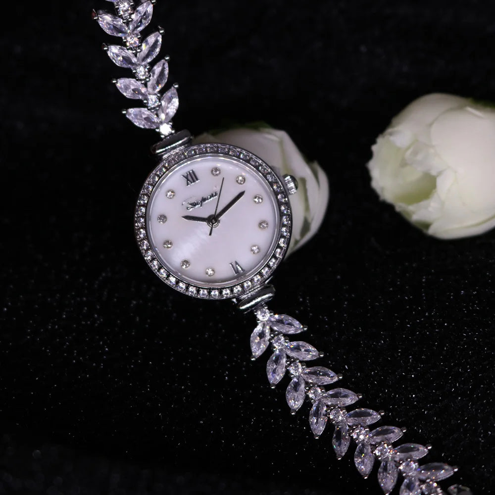 TrendLux Women's Crystal Claw-Setting Luxury Quartz Jewelry Bracelet Wristwatch
