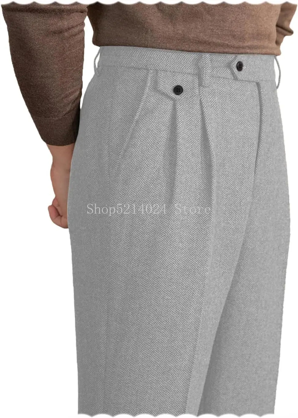 Men's Vintage Herringbone Dress Trousers