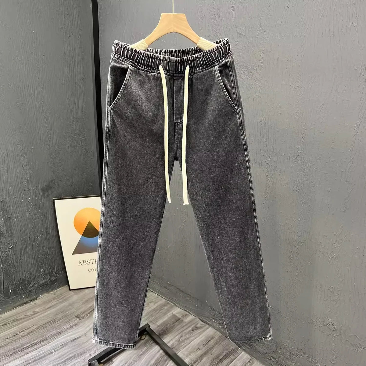 Men's vintage loose straight-leg jeans by TrendLux Wear made of durable cotton denim, perfect for casual spring and autumn wear.