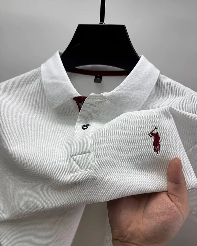 Men's Smart-Casual Embroidered Cotton Polo