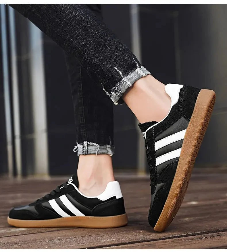 Men's TrendLux Wear thick-sole striped casual sneakers with stylish design and comfortable fit, perfect for everyday wear.