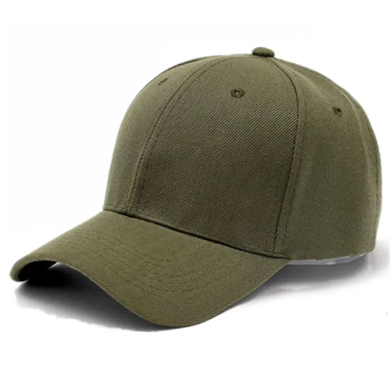 Unisex plain baseball cap by TrendLux Wear, adjustable structured hat in various colors, shown in a close-up image.