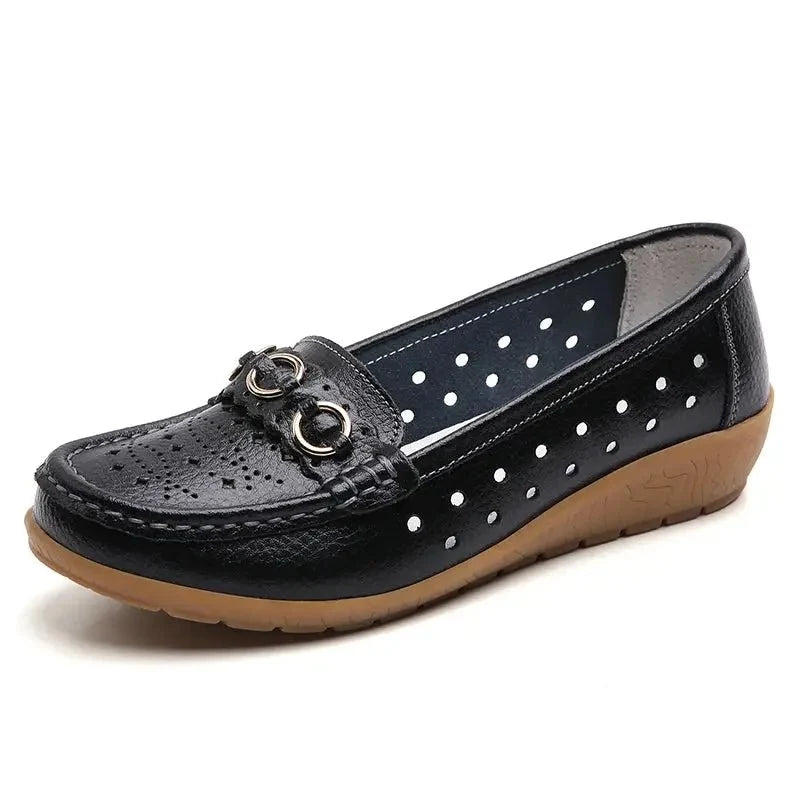 Women's breathable hollow wedge loafer pumps by TrendLux Wear, stylish shoes with open design and comfortable wedge heel.
