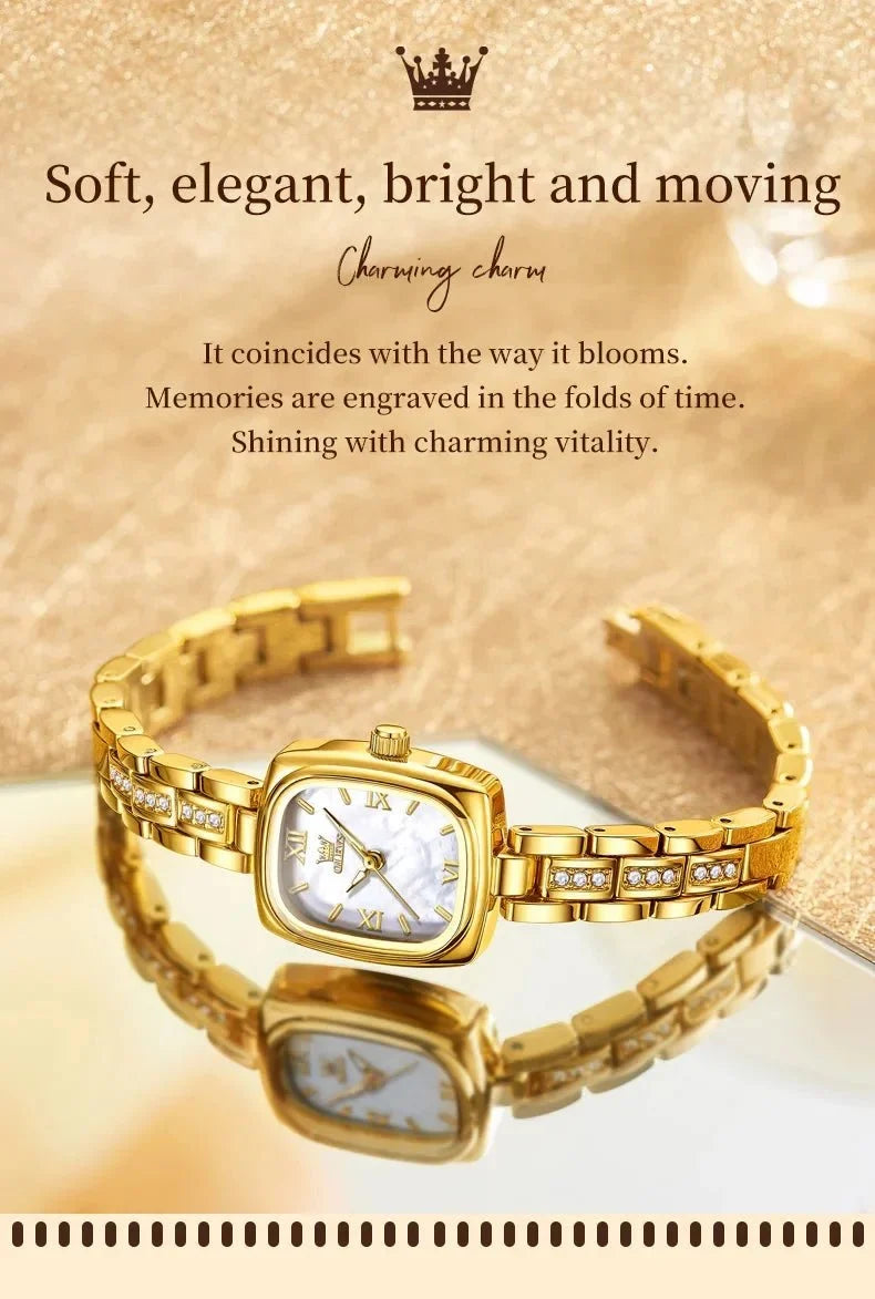 TrendLux Wear women's luxury square watch with a sleek design and elegant dial, showcasing a sophisticated timepiece.