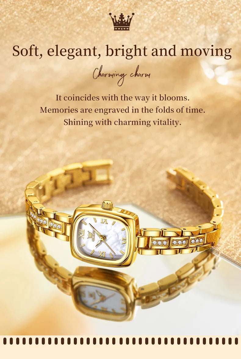 TrendLux OLEVS Women's Luxury Square Bracelet Luminous Waterproof Quartz Dress Watch