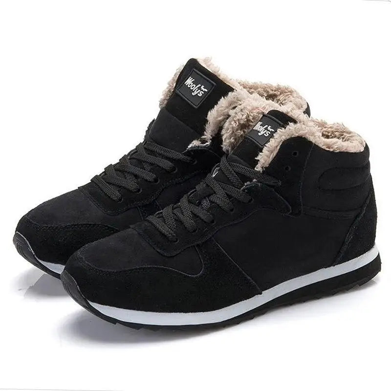 Men's Winter Lace-Up Fur Plush Ankle Boots – Warm Snow Boots Plus Size