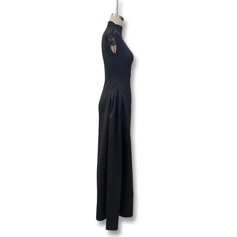 Women's sleeveless polyester A-line prom dress by The Glow Sanctuary, solid color, perfect for party and special occasions.