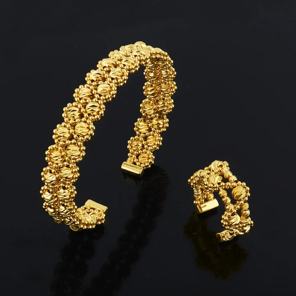 Women's Gold Plated Charm Jewellery Set — Necklace, Bracelet, Ring & Earrings for Party & Wedding TrenLux Wear