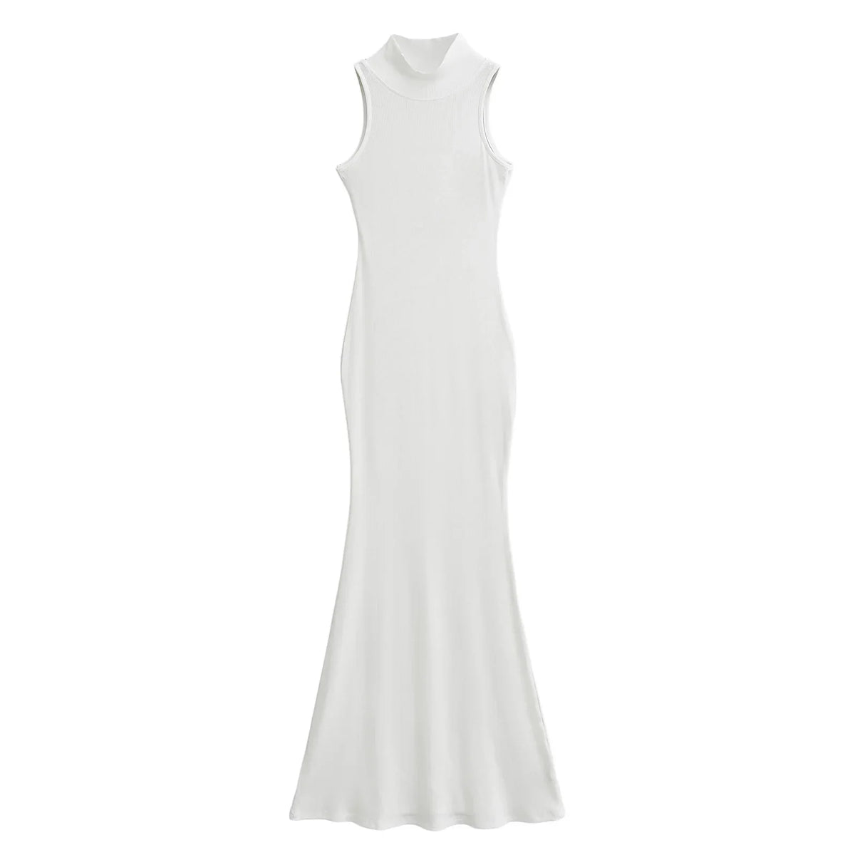 Women's knit turtleneck bodycon ankle-length maxi dress by The Glow Sanctuary, featuring a fitted silhouette and cozy fabric.