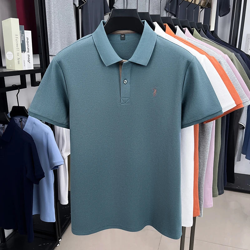 Men's Smart-Casual Embroidered Cotton Polo