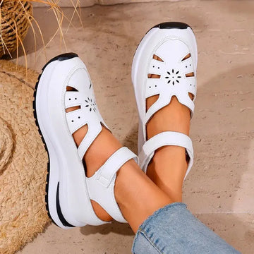 TrenLux Wear Women's PU Buckle Strap Closed Toe Wedge Office & Career Sandals TrenLux Wear