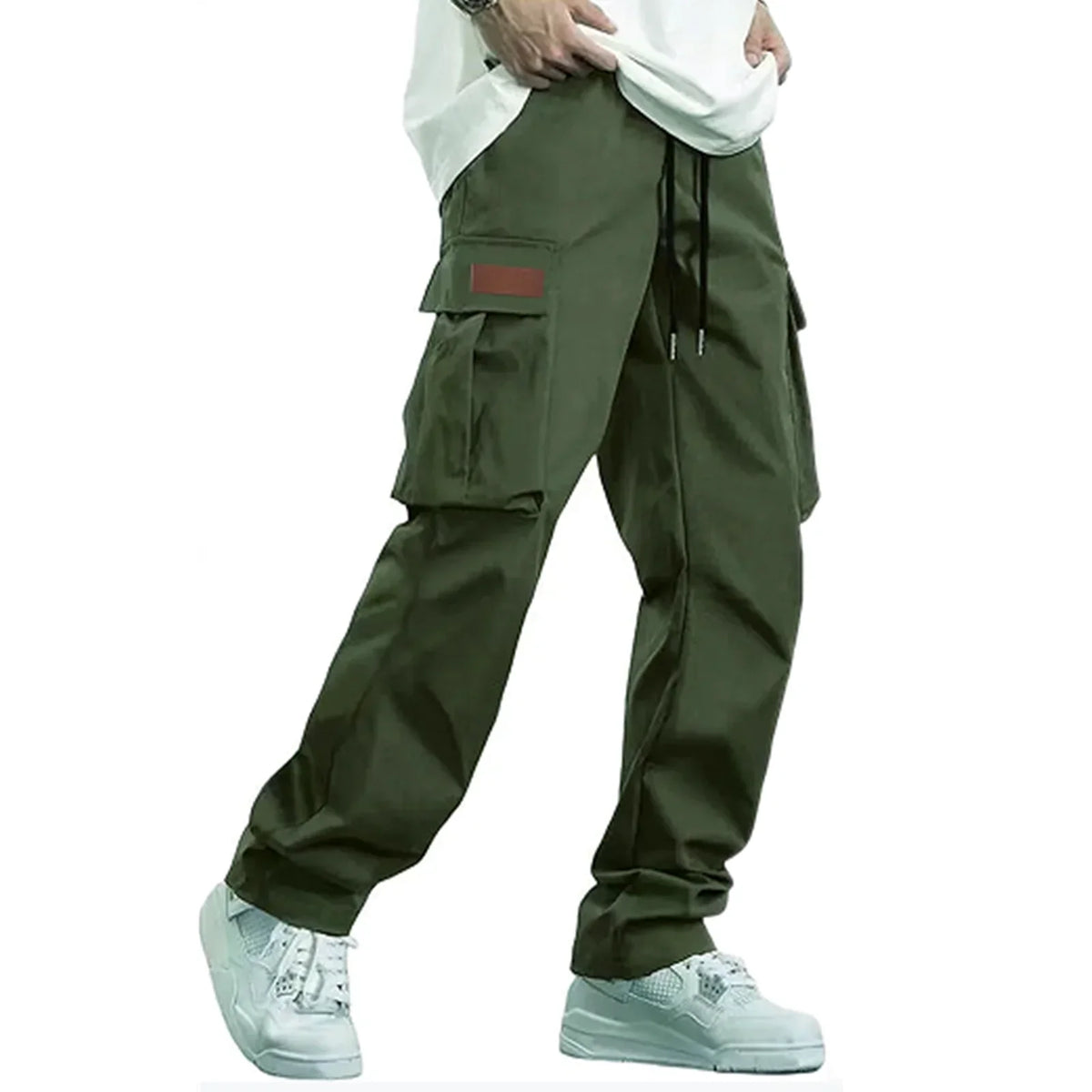 Men's loose straight cargo pants by TrendLux Wear in multiple colors, featuring multi-pocket workwear design and durable fabric.