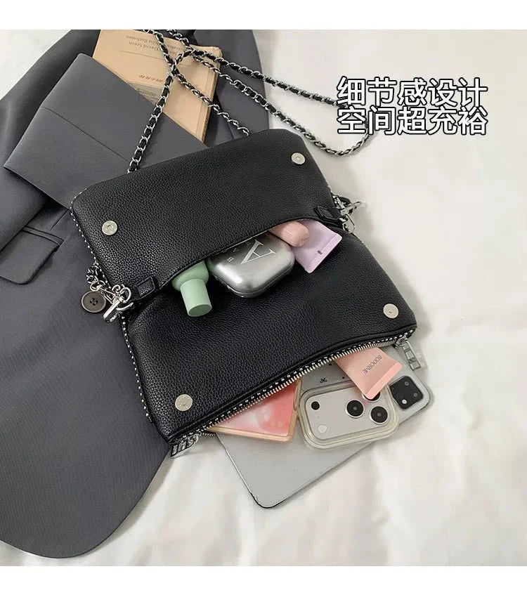 Chain Shoulder PU Leather Flip-Cover Shoulder Bag - TrendLux Wear