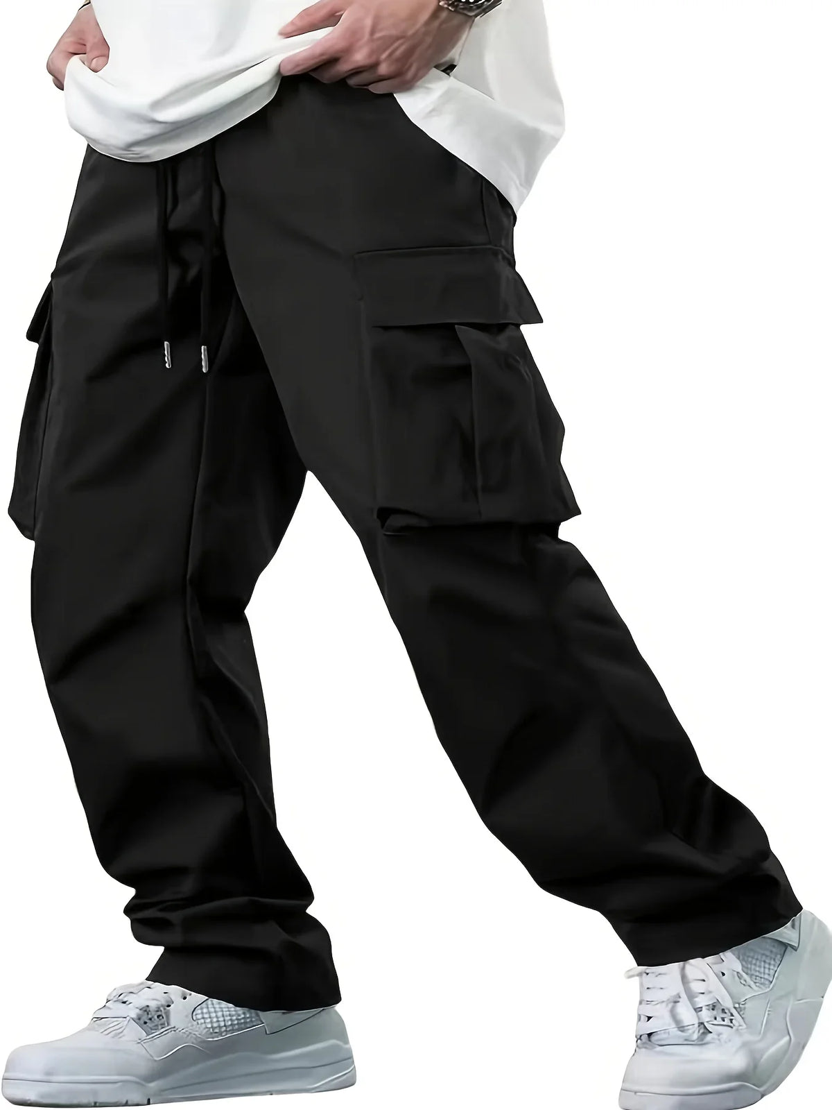 Men's loose straight cargo pants by TrendLux Wear in multiple colors, featuring multiple cargo pockets and durable workwear style.