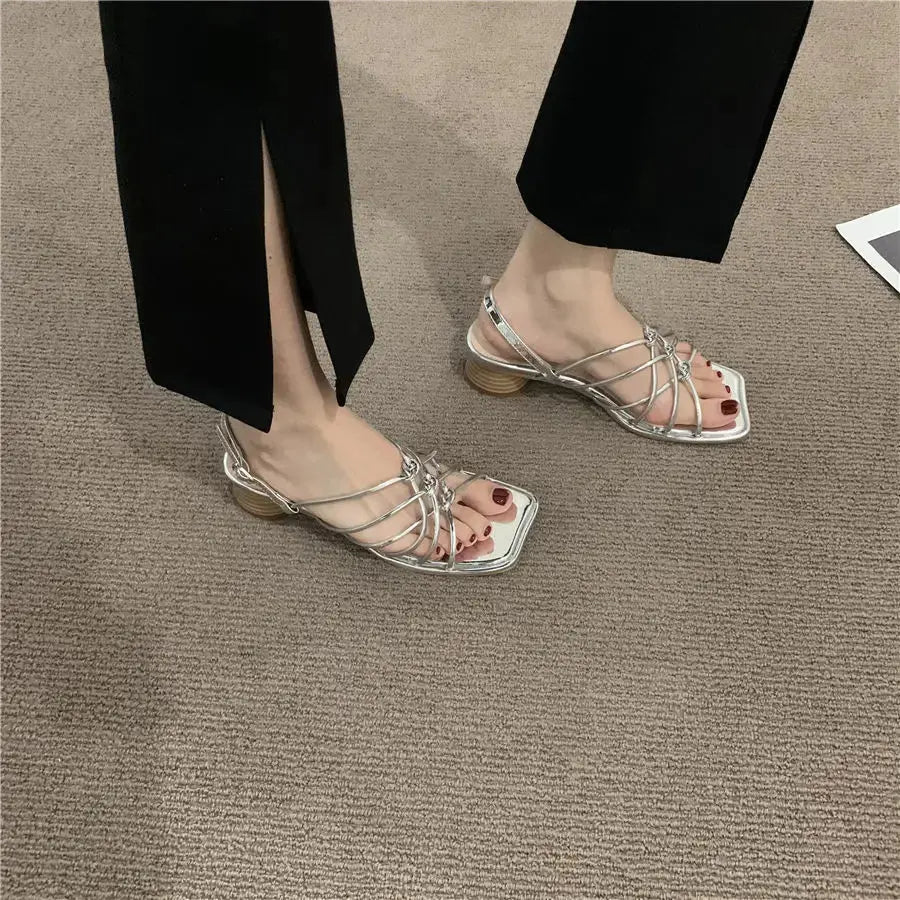 TrenLux Wear Women's PU Gladiator Low Heel Open Toe Party & Wedding Sandals TrenLux Wear