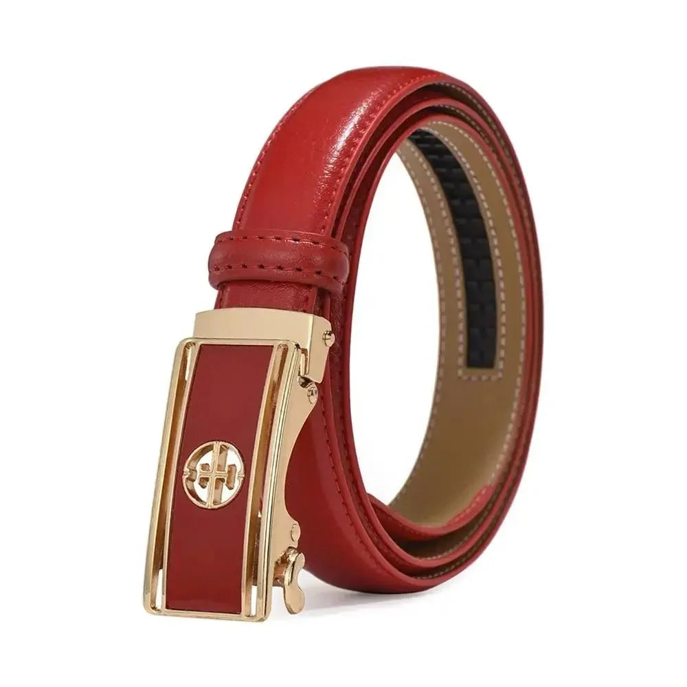 Women's genuine leather belt by TrendLux Wear, featuring a sleek design and polished finish.