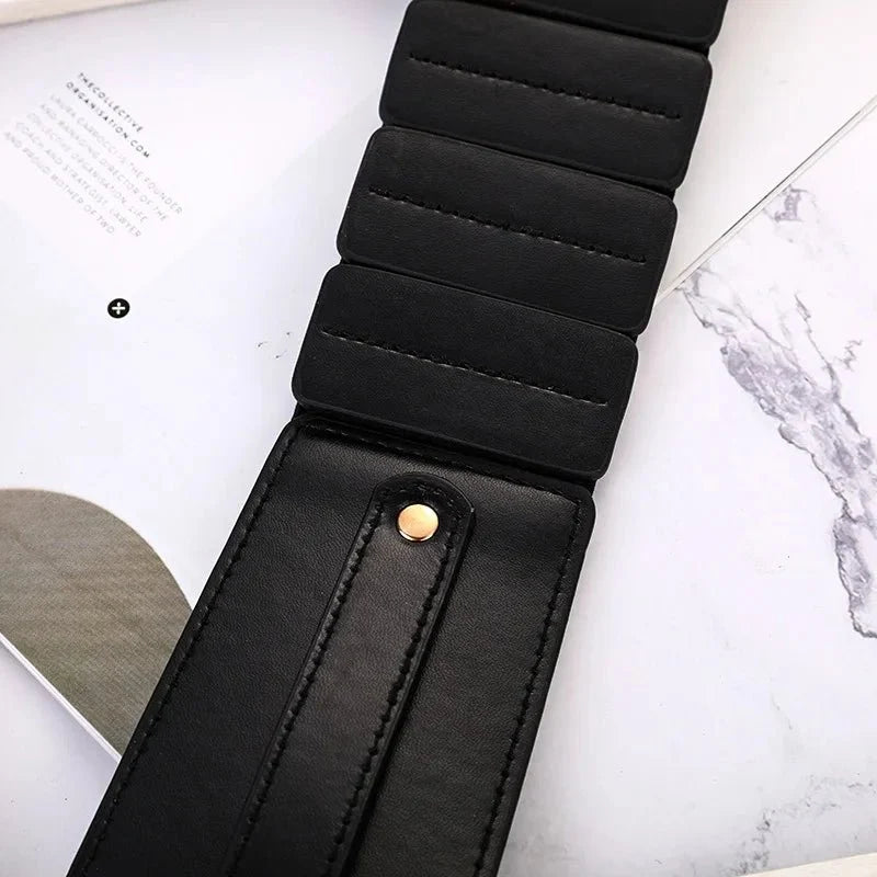 Women's adjustable corset waist belt by TrendLux Wear, featuring a stylish design and secure buckle for a flattering fit.