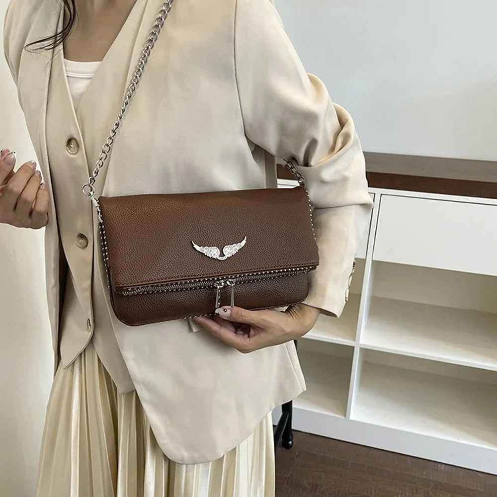 Chain Shoulder PU Leather Flip-Cover Shoulder Bag - TrendLux Wear