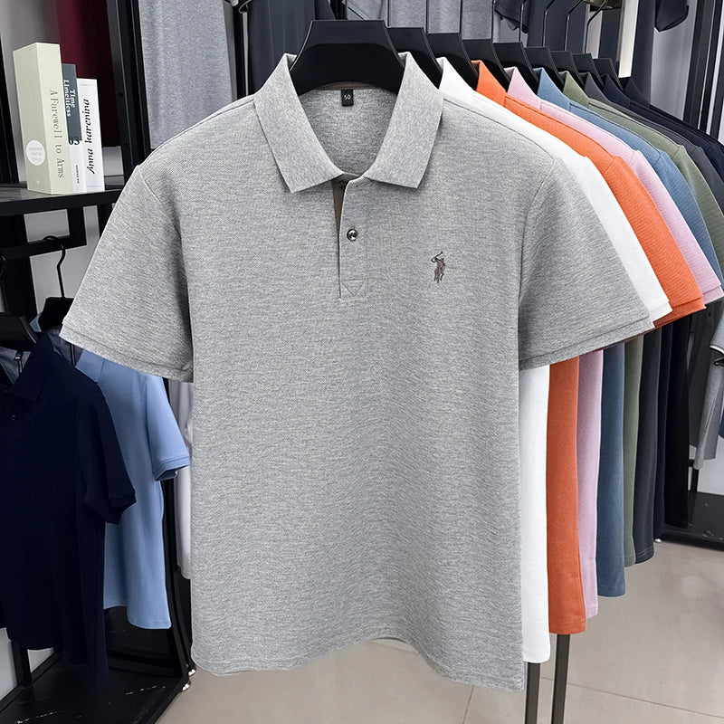 Men's Smart-Casual Embroidered Cotton Polo
