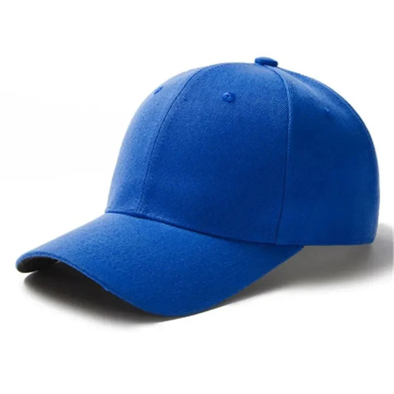 Unisex plain baseball cap from TrendLux Wear, adjustable structured hat in various colors, shown in a close-up image.