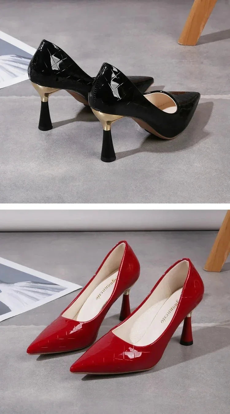 Women's Pointed Toe Stiletto Pumps | Slip-On High Heels for Office & Dress | Black Red White - TrendLux Wear
