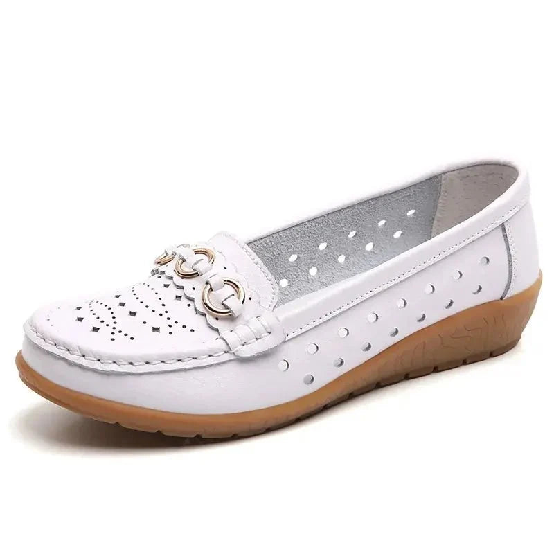Women's breathable hollow wedge loafer pumps by TrendLux Wear, featuring a stylish design and comfortable slip-on shoes.