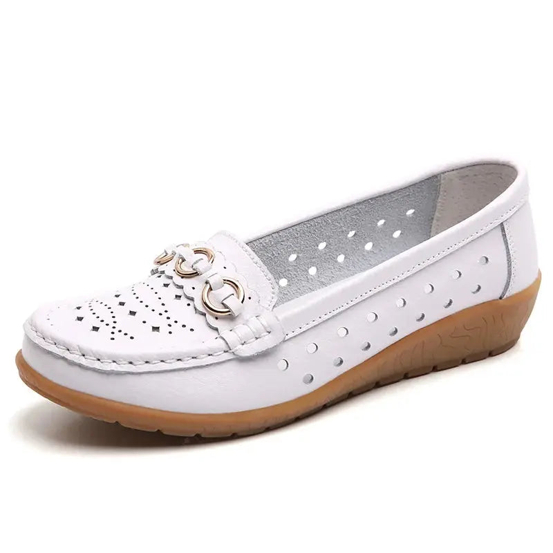 TrenLux Wear Women's Breathable Hollow Wedge Loafer Pumps — Slip-On Leather Flats, Sizes 35–44 TrenLux Wear