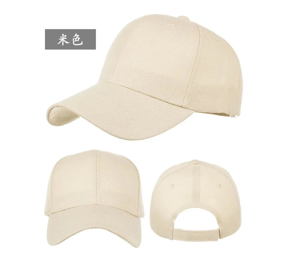 Unisex solid color baseball cap by TrendLux Wear, 5-panel structured hat in various colors, shown in dark navy with curved brim.