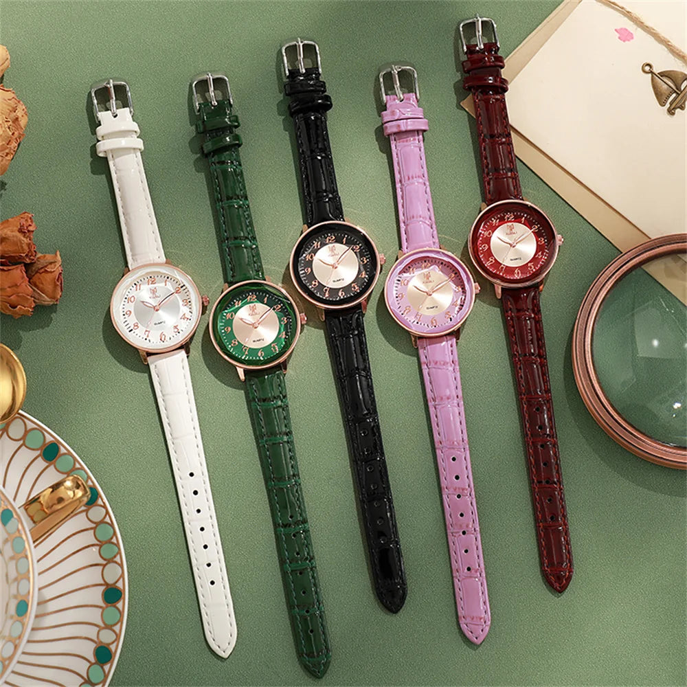 TrenLux Wear Women's Simple Casual Arabic Numeral Leather Strap Business Quartz Wristwatch TrenLux Wear
