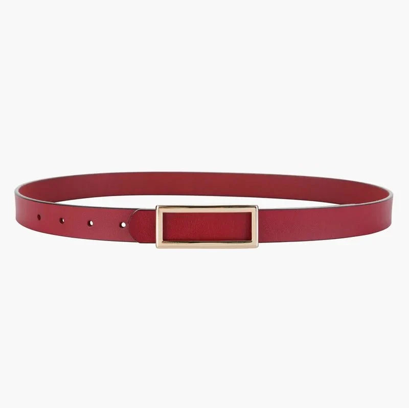 Women's genuine leather belt with metal buckle from TrendLux Wear, featuring a strap suitable for jeans and dresses.