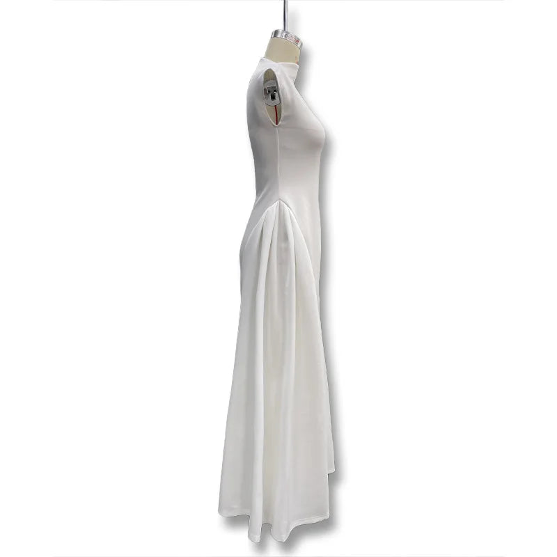 TrenLux Wear Women's Polyester Sleeveless Solid A-Line Prom & Party Dress