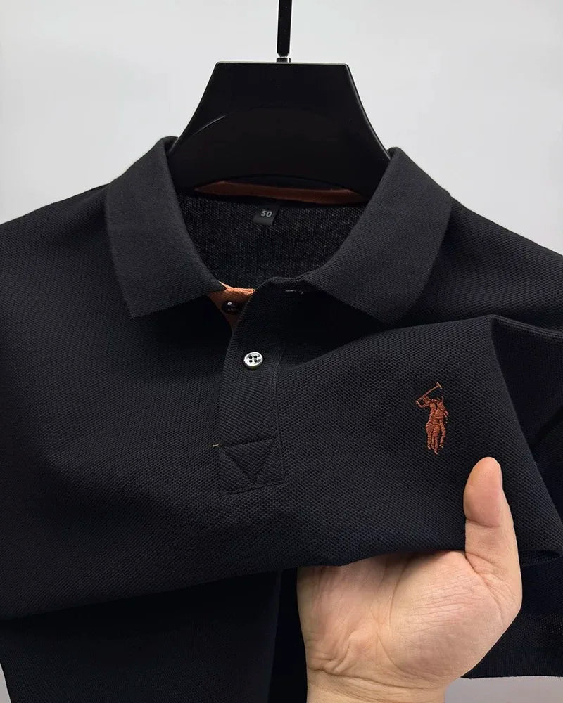 Men's Smart-Casual Embroidered Cotton Polo