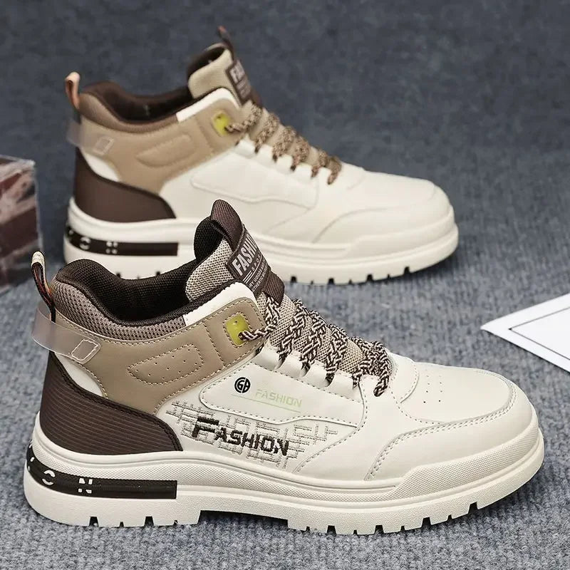 Men's High-Top Street Sneakers by TrendLux Wear with non-slip vulcanized soles, stylish ankle shoes for casual and streetwear.