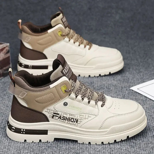 Men's High-Top Street Sneakers by TrendLux Wear with non-slip vulcanized soles, stylish ankle shoes for casual and streetwear.