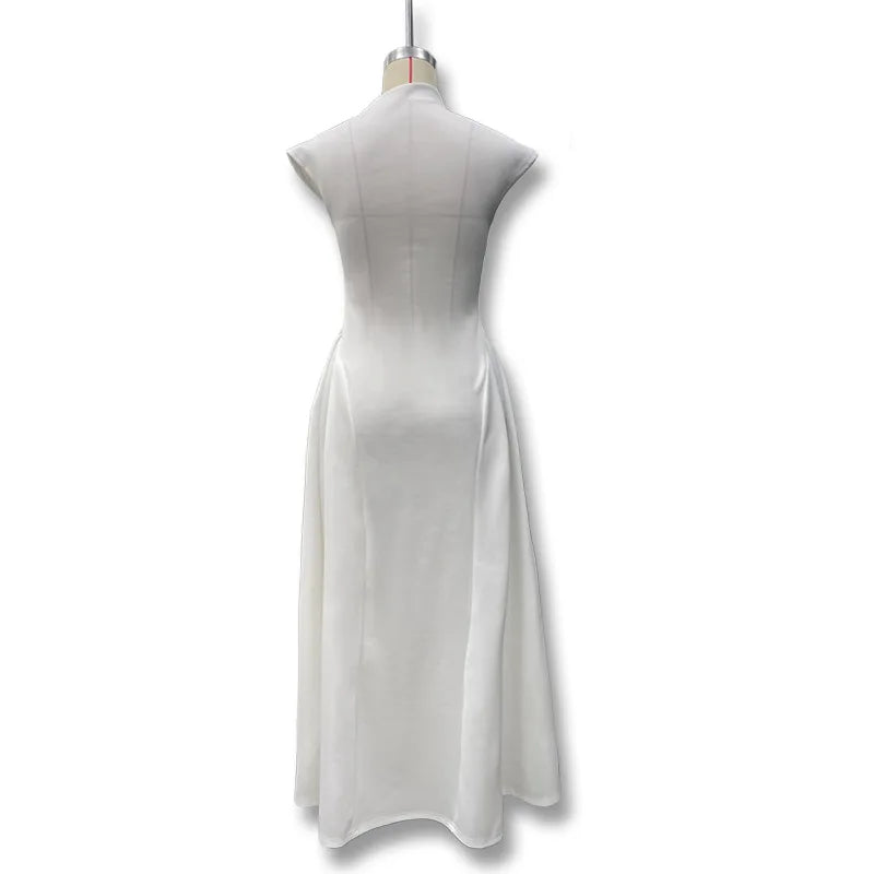 TrenLux Wear Women's Polyester Sleeveless Solid A-Line Prom & Party Dress