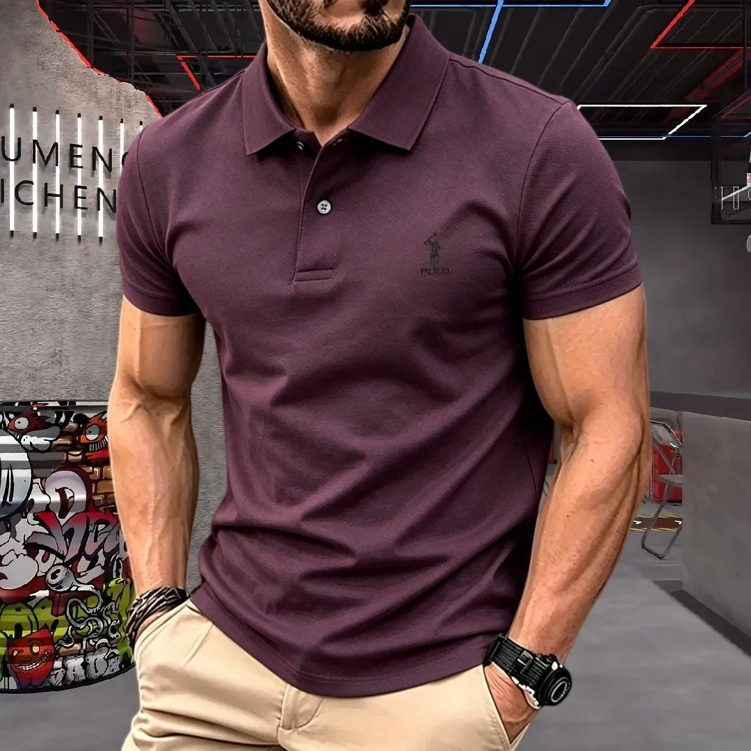Men's Embroidered Cotton Short-Sleeve Polo
