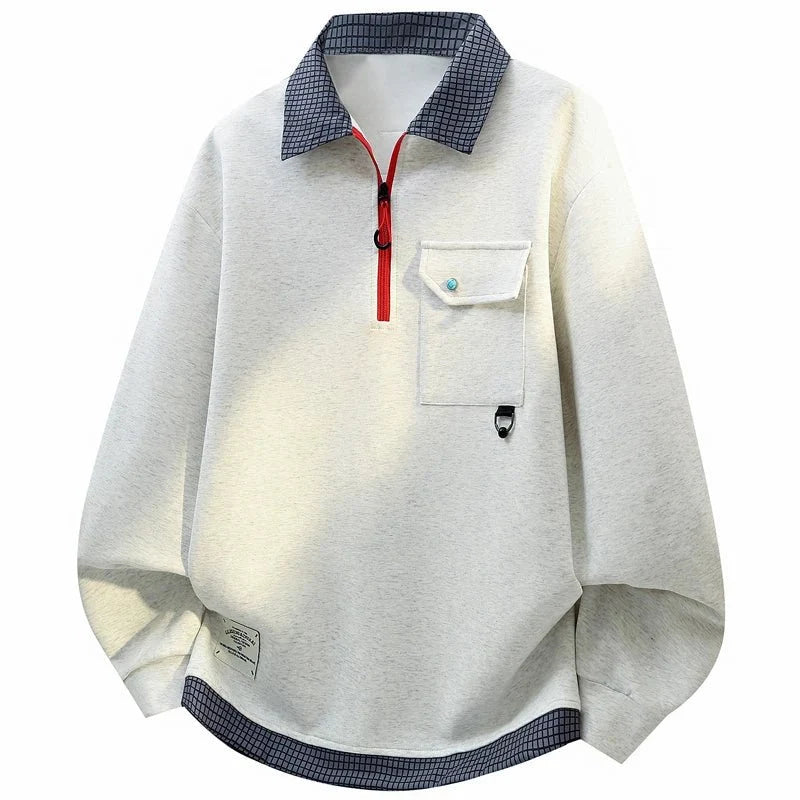 Men's TrendLux Wear quick-dry zip-up hoodie in solid color, casual sweatshirt, available in sizes L to 8XL, shown in black.