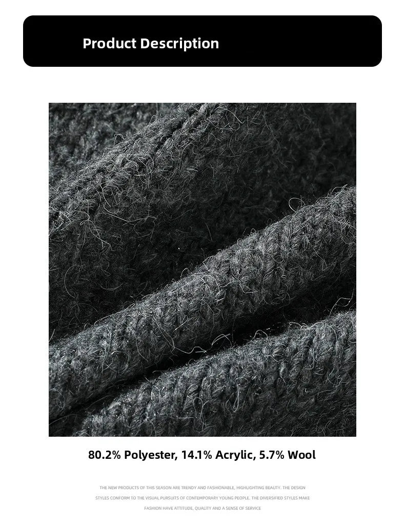 Men's oversized round neck pullover sweater by TrendLux Wear in warm polyester knit, available in three colors.