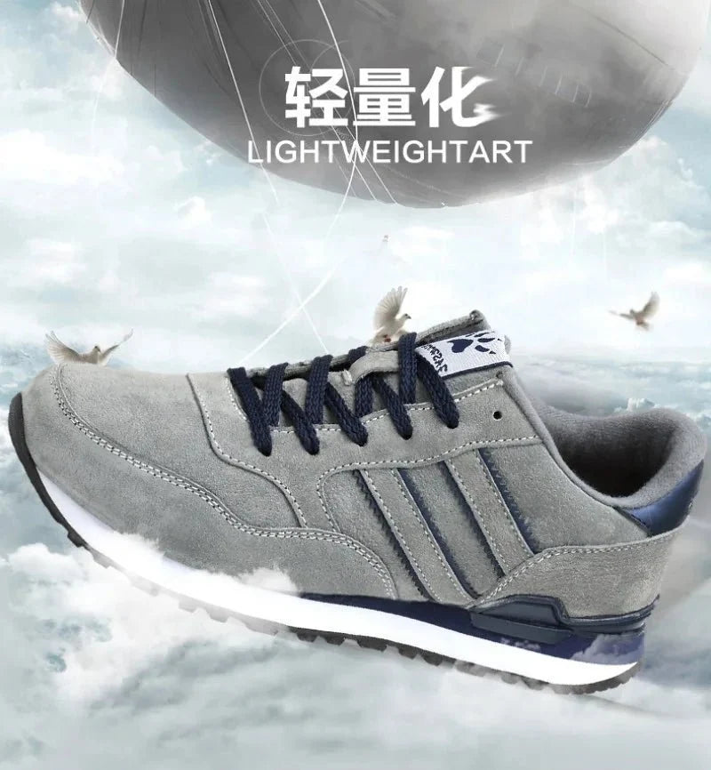 Men's luxury suede running sneakers by TrendLux Wear featuring breathable design and anti-odor sport shoes for active wear.
