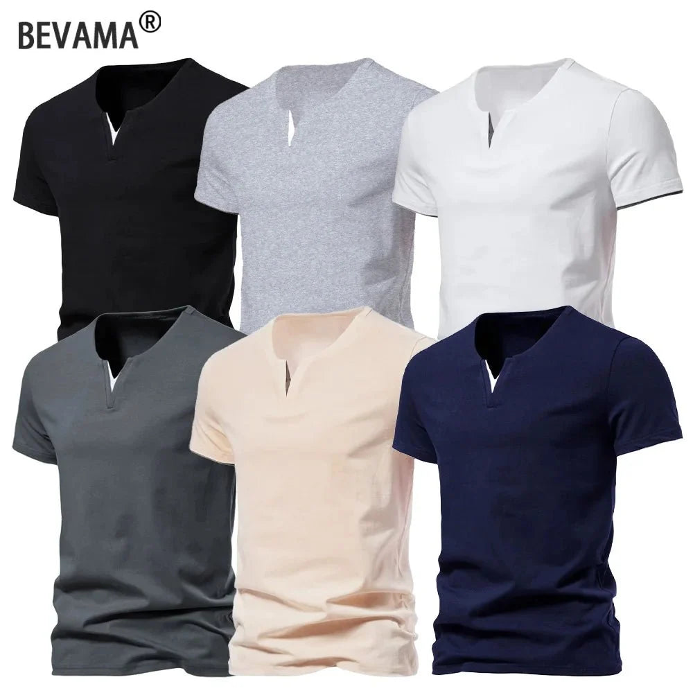Men's slim fit Henley T-shirt by TrendLux Wear in black, white, or grey; moisture-wicking, breathable men's tee in S–3XL.