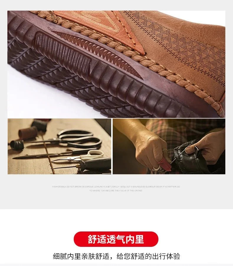Men's genuine leather slip-on loafers by TrendLux Wear with breathable soft sole and moccasin-style casual shoes.