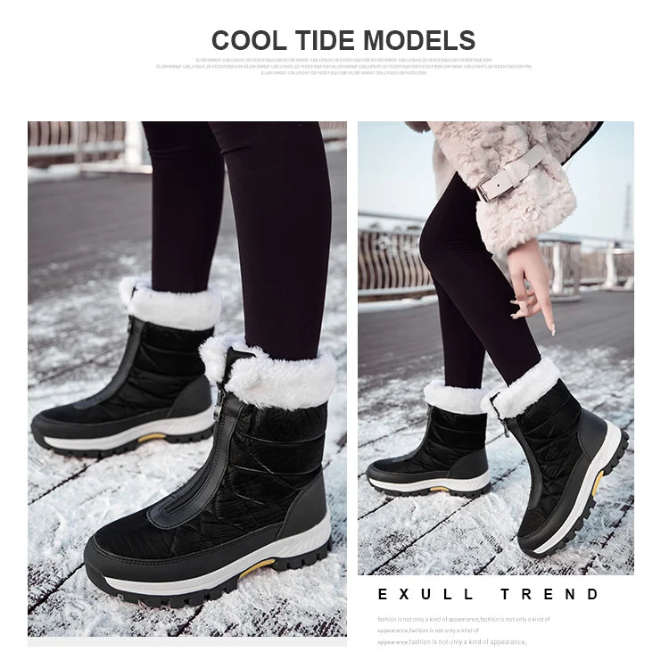 Women’s Fleece-Lined Winter Snow Boots – Non-Slip Warm High-Top Walking Boots
