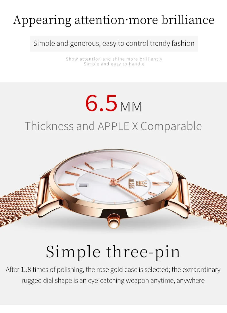 TrenLux Wear OLEVS Women's Rose Gold Luxury Stainless Steel Bracelet Quartz Gift Set TrenLux Wear